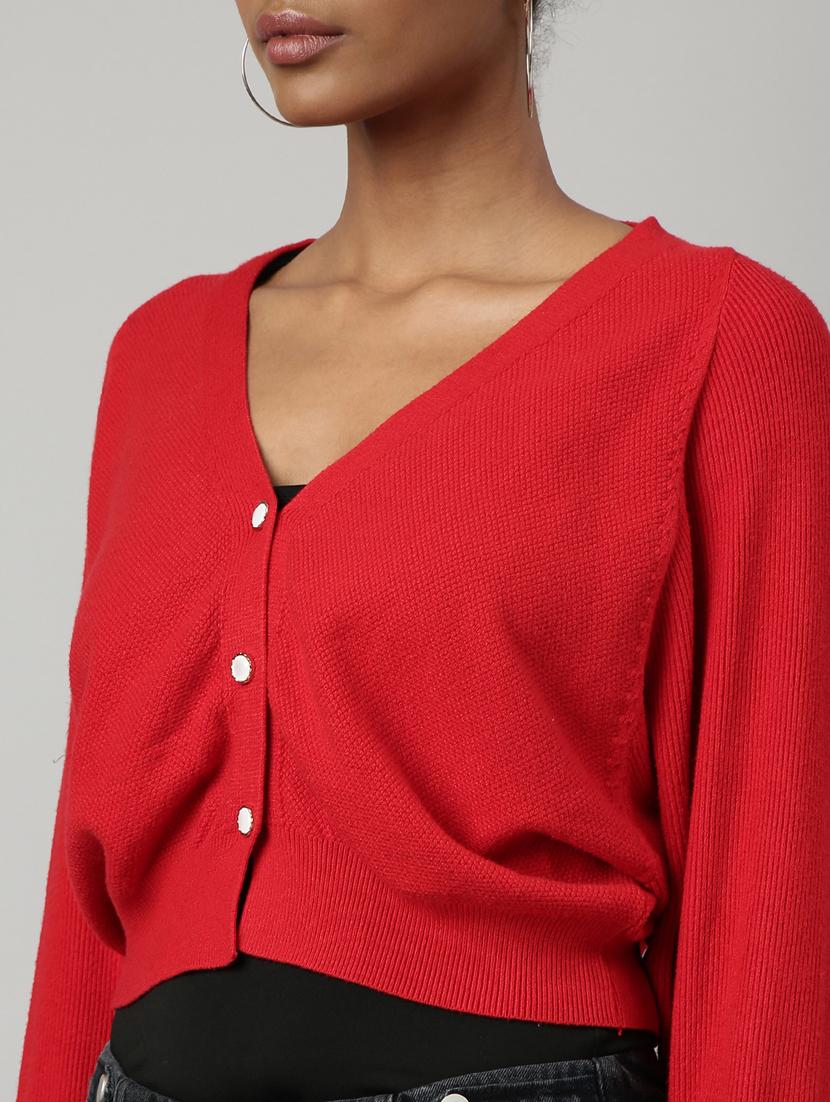 red acrylic cardigan - 20925470 - Standard Image - 6