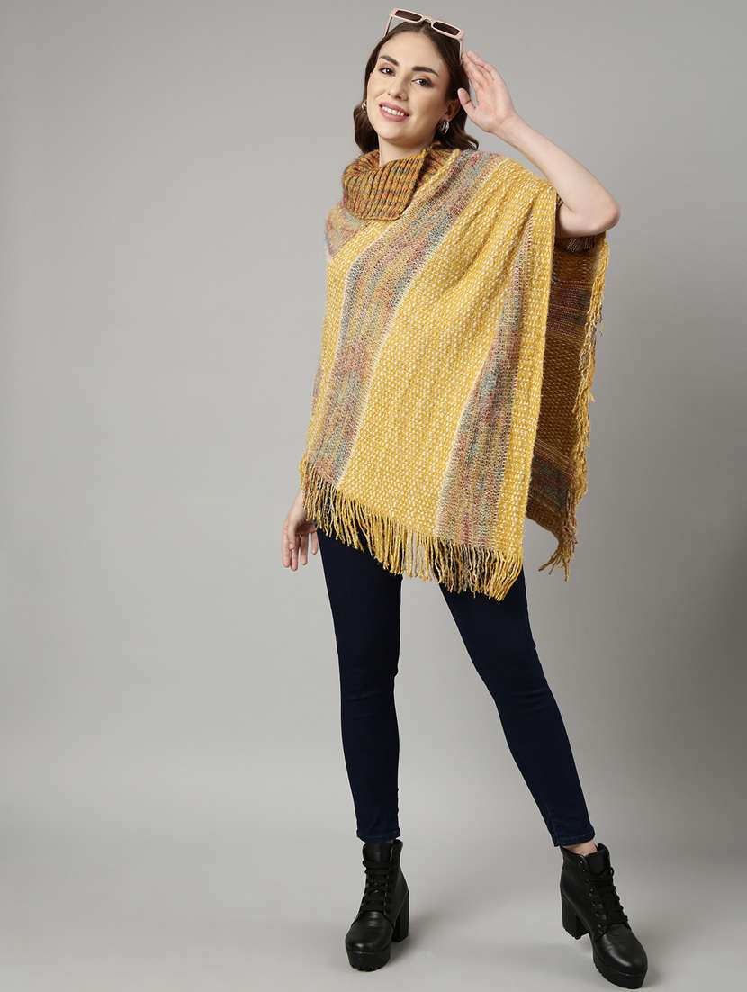 yellow acrylic poncho - 20926601 - Standard Image - 4