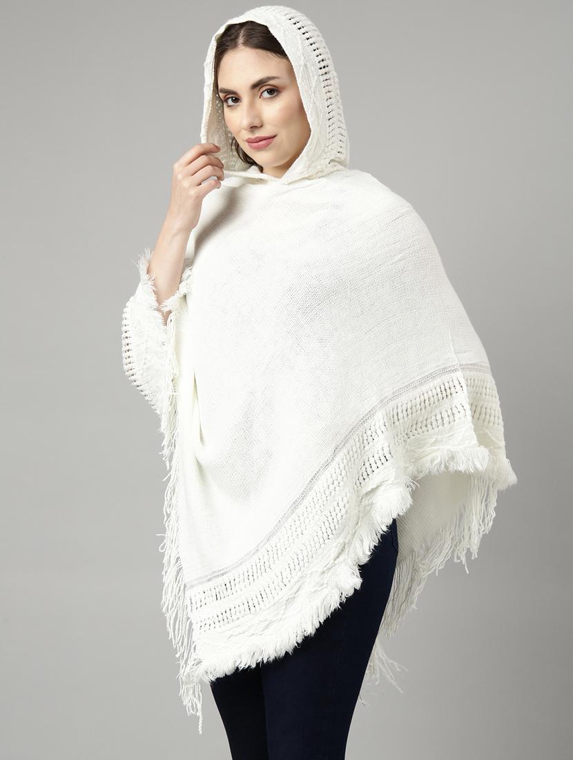 off white acrylic poncho - 20926603 - Standard Image - 1