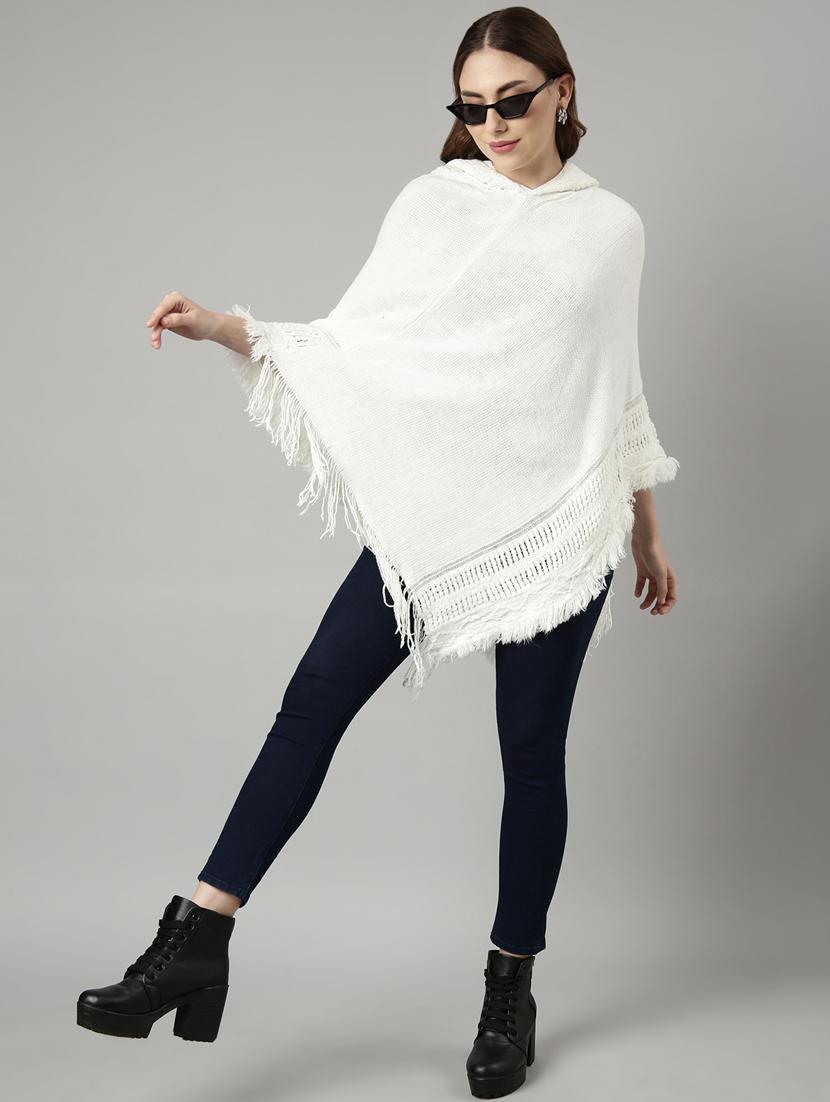 off white acrylic poncho - 20926603 - Standard Image - 4