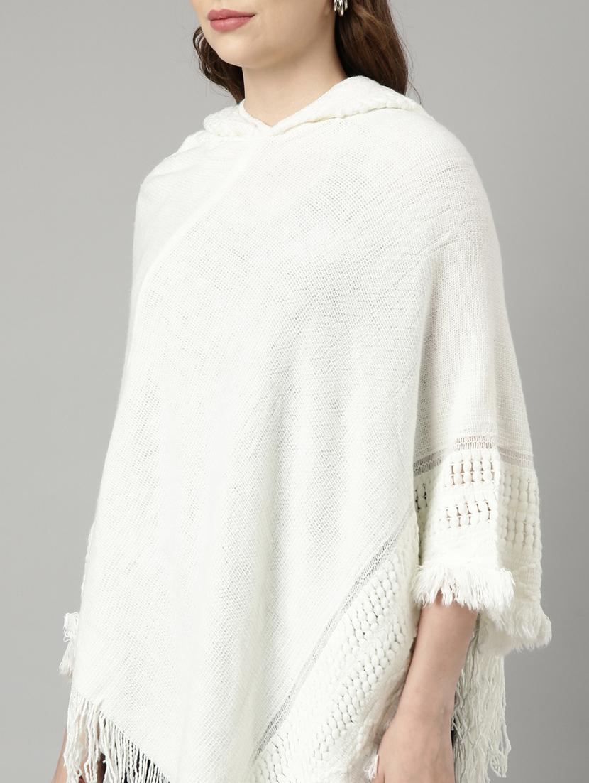 off white acrylic poncho - 20926603 - Standard Image - 6
