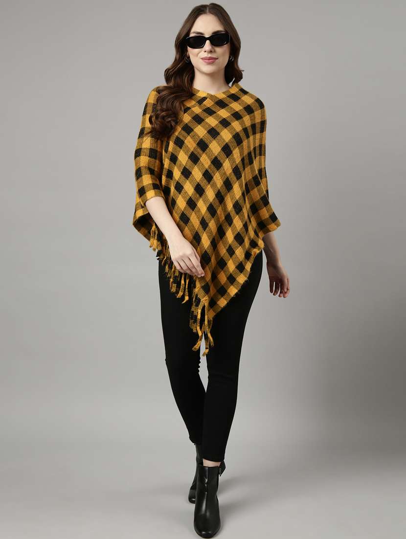 yellow acrylic poncho - 20926605 - Standard Image - 4