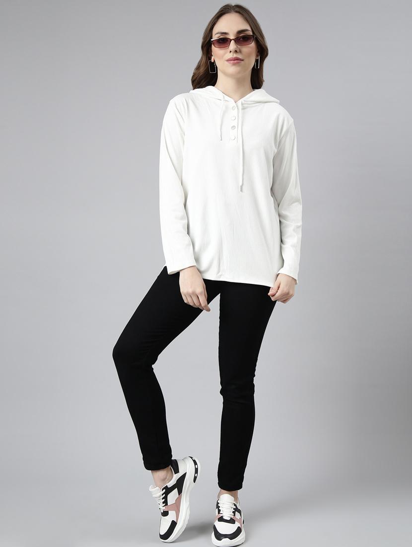 off white cotton blend plain sweatshirt - 20927780 - Standard Image - 4