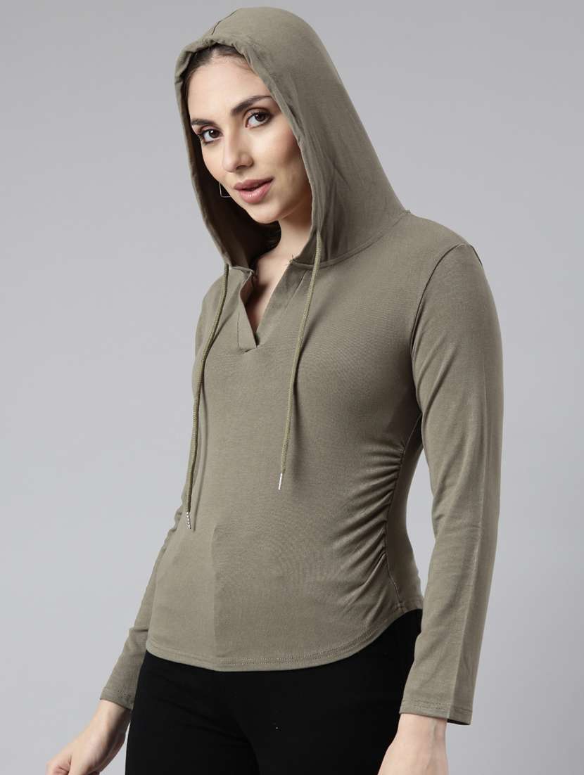 olive cotton blend plain sweatshirt - 20927782 -  Standard Image - 1