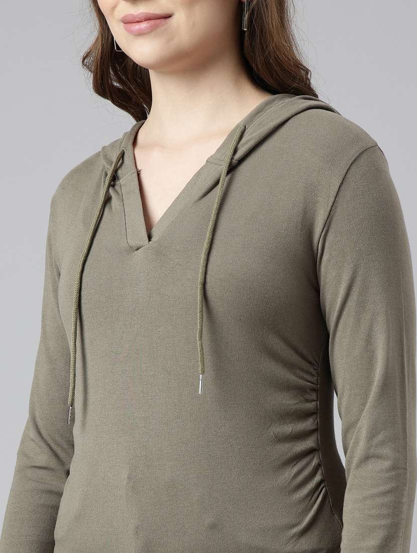 olive cotton blend plain sweatshirt - 20927782 -  Standard Image - 6