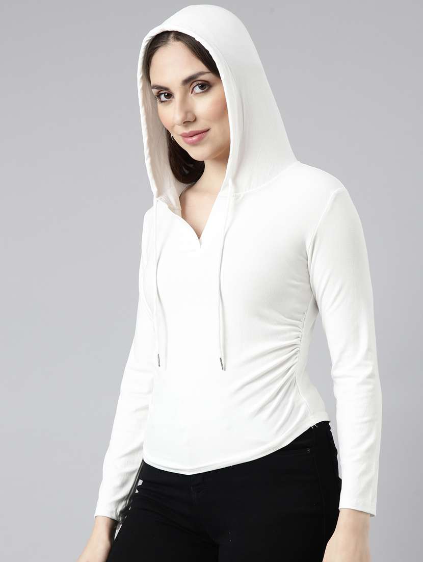 white cotton blend plain sweatshirt - 20927783 -  Standard Image - 1