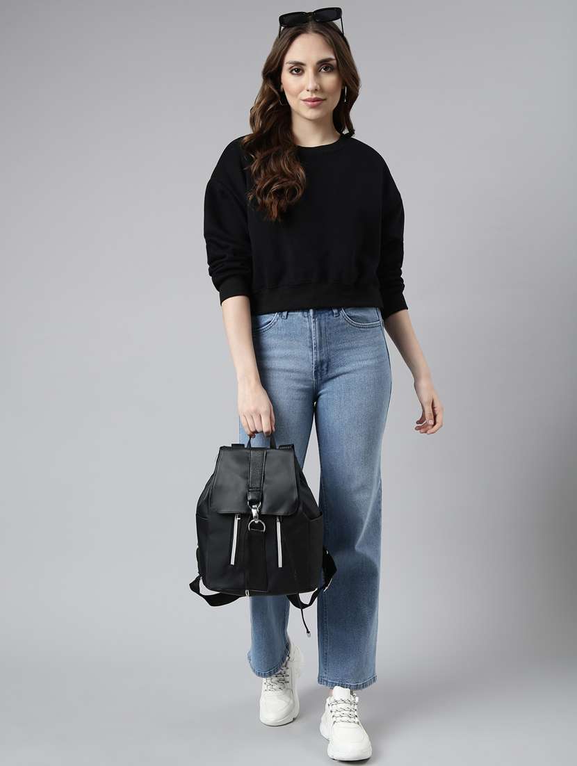 black cotton blend plain sweatshirt - 20927787 - Standard Image - 4