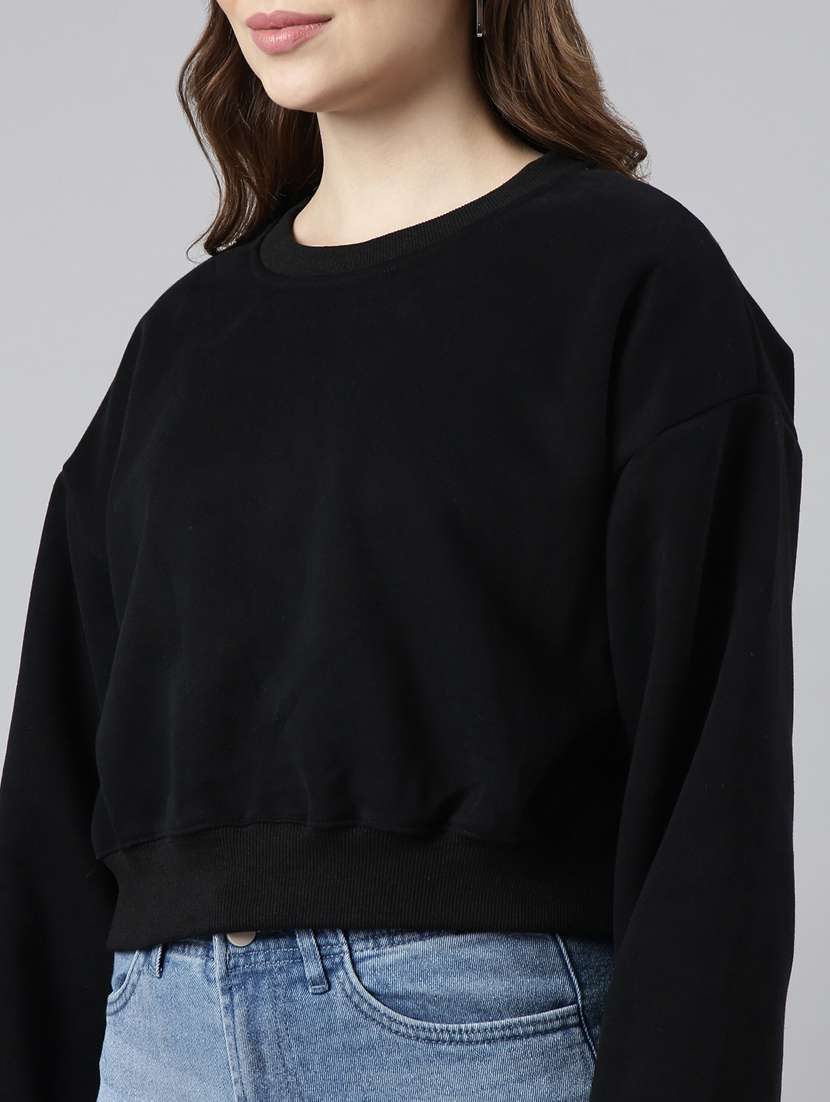 black cotton blend plain sweatshirt - 20927787 - Standard Image - 6