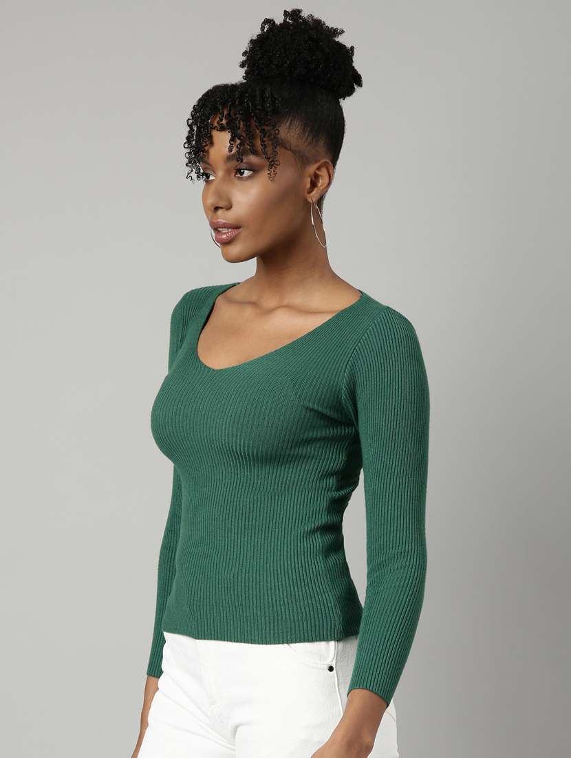 women green solid regular top - 20928686 -  Standard Image - 1