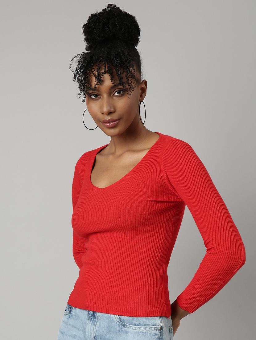 women red solid regular top - 20928687 - Standard Image - 1