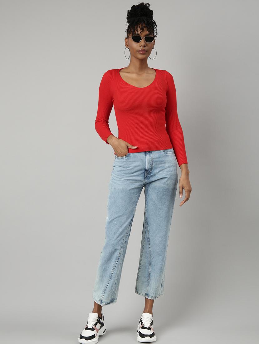 women red solid regular top - 20928687 - Standard Image - 4