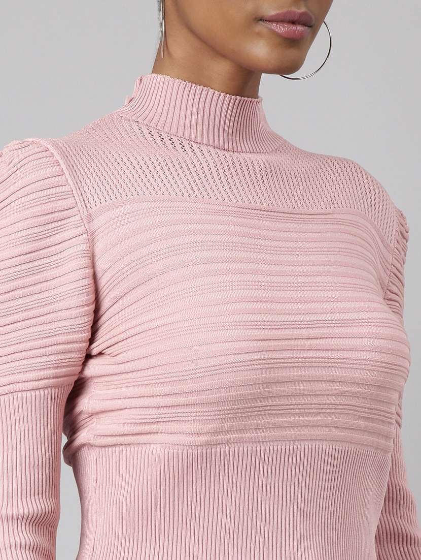 women solid mock neck puff sleeves top - 20928692 -  Standard Image - 6