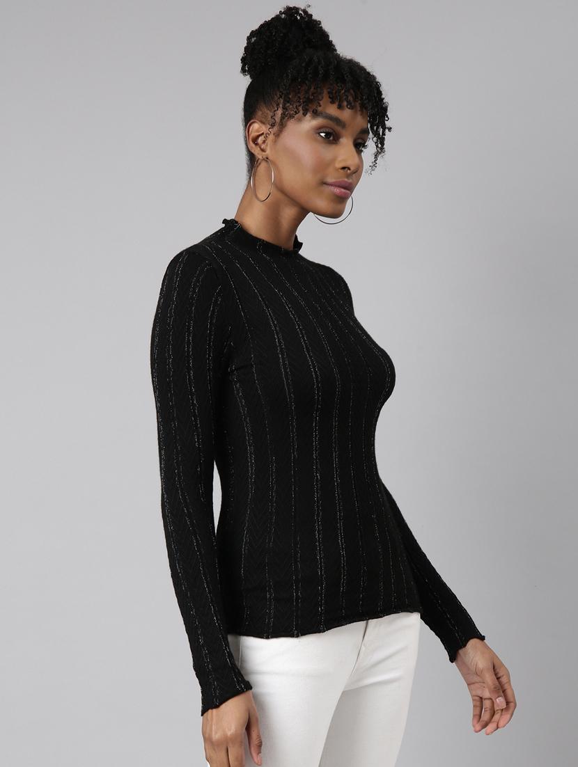 women's stripped turtle neck regular top - 20928700 - Standard Image - 1