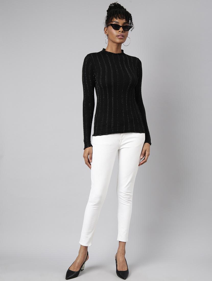 women's stripped turtle neck regular top - 20928700 - Standard Image - 4