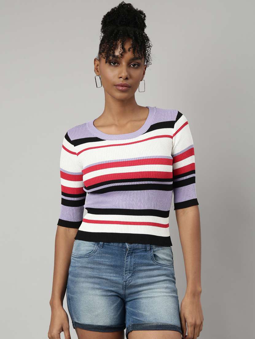 women's stripped regular top