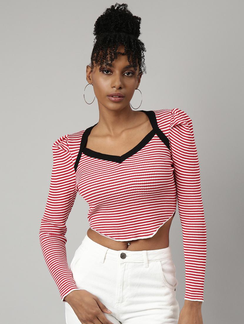 women's crop sweetheart neck top