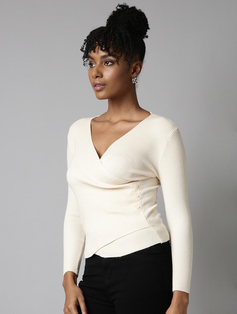 women's solid color wrap top - 20928825 - Standard Image - 1