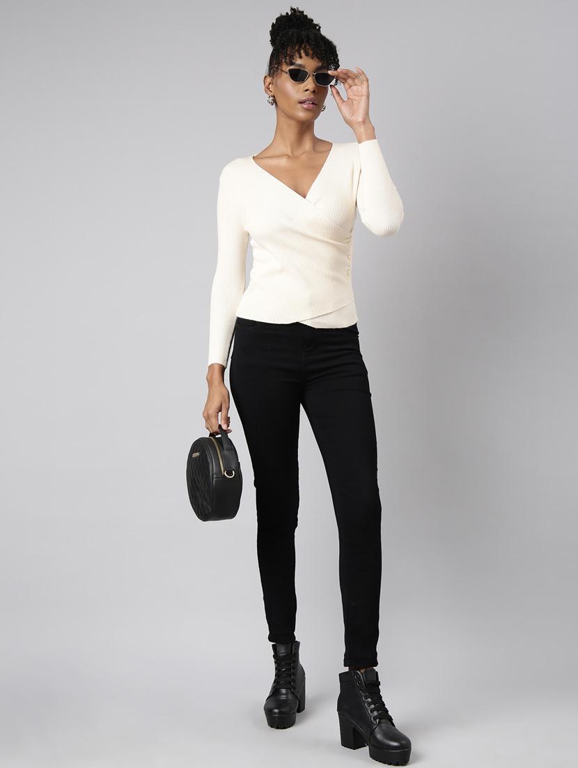 women's solid color wrap top - 20928825 - Standard Image - 4