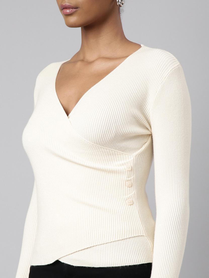 women's solid color wrap top - 20928825 - Standard Image - 6