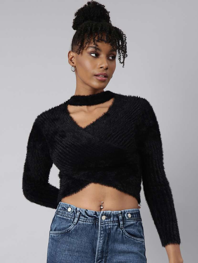 women's v-neck crop top