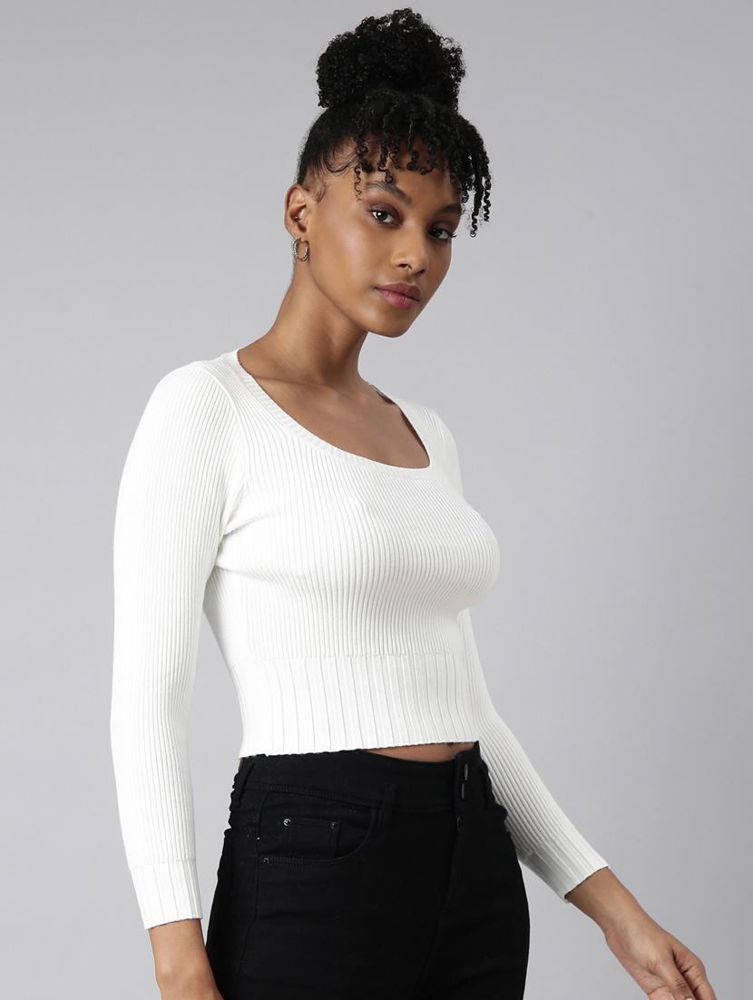 women solid long sleeves top - 20928867 - Standard Image - 1