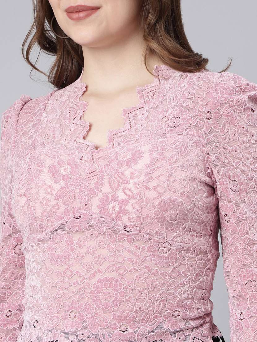 women v-neck straight puff sleeves top - 20928884 -  Standard Image - 6