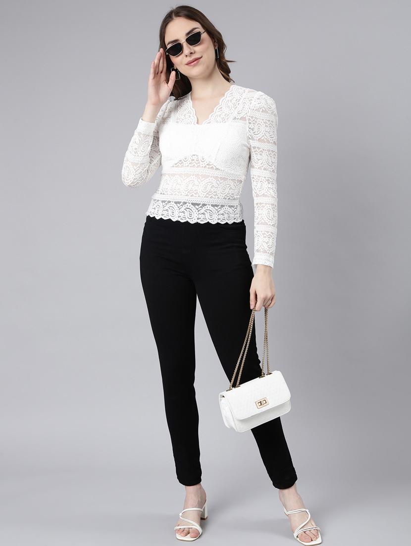 women v-neck straight puff sleeves top - 20928885 - Standard Image - 4