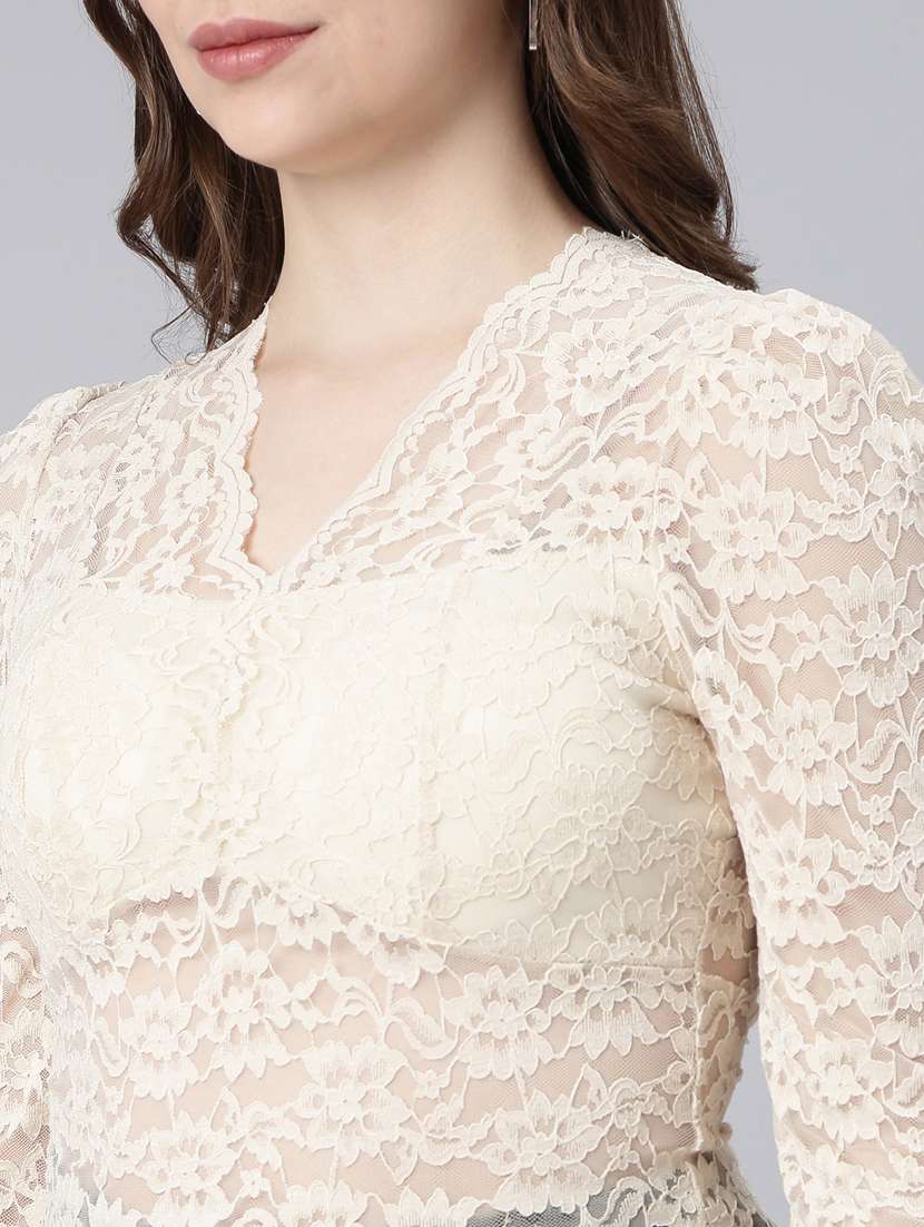 women v-neck straight puff sleeves top - 20928886 -  Standard Image - 6