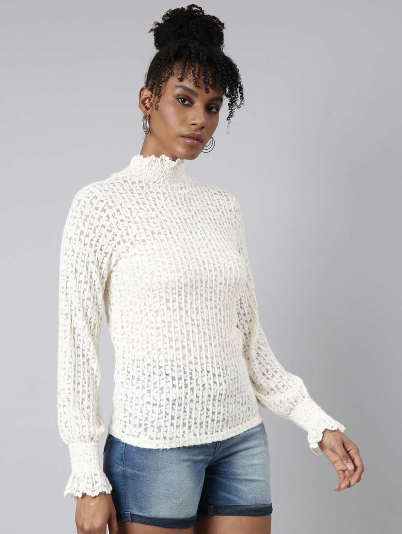 white self design detailed top - 20928888 -  Standard Image - 1