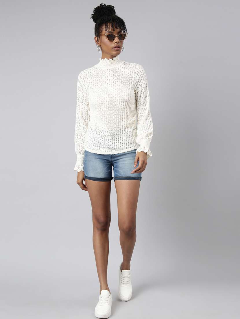 white self design detailed top - 20928888 -  Standard Image - 4