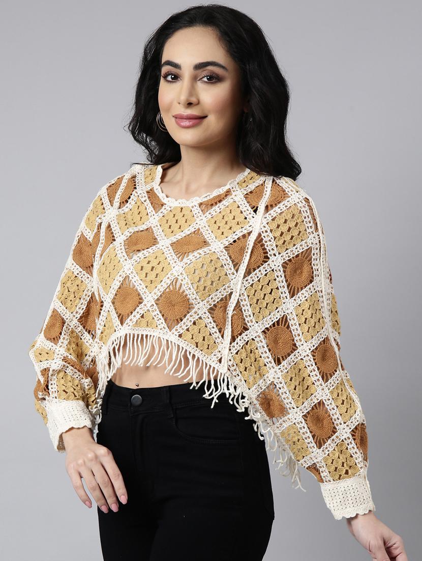 women crochet work crop top - 20928900 - Standard Image - 1