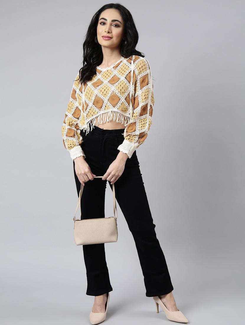 women crochet work crop top - 20928900 - Standard Image - 4