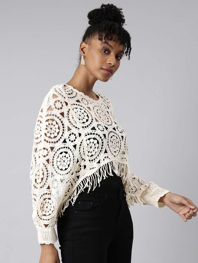 women crochet work crop top - 20928901 -  Standard Image - 1