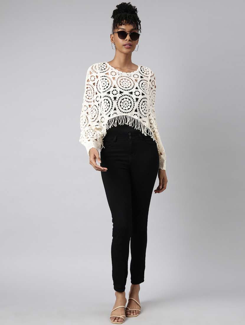 women crochet work crop top - 20928901 -  Standard Image - 4