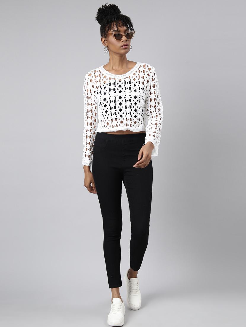 women round neck crop top - 20928905 - Standard Image - 4