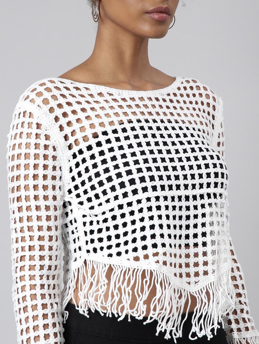 white self design detailed top - 20928907 - Standard Image - 6