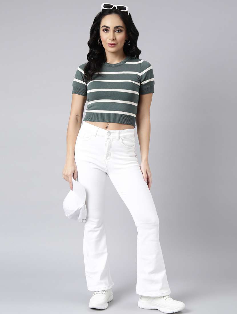 women stripes printed crop top - 20928909 -  Standard Image - 4