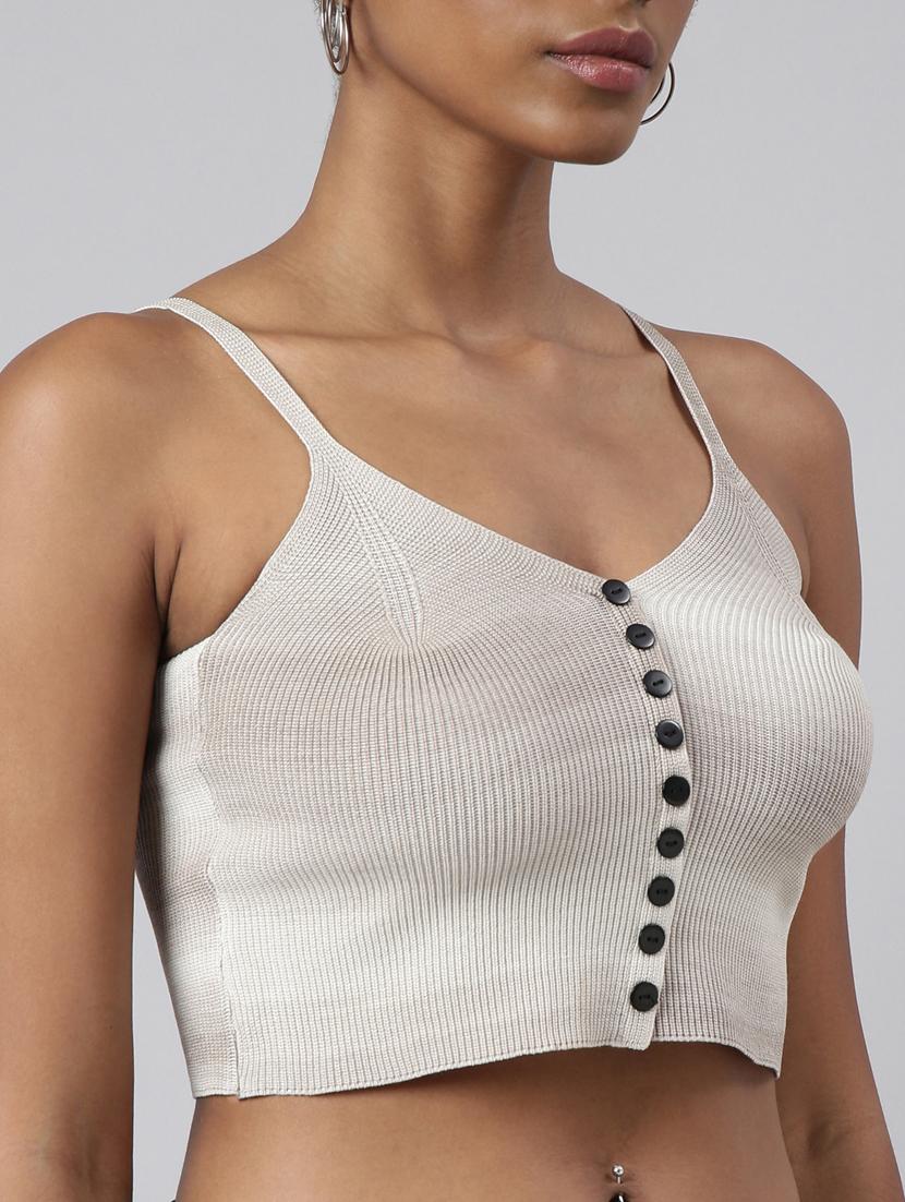 women striped shoulder strap crop top - 20928914 - Standard Image - 6