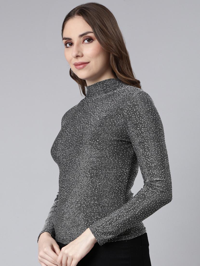 women self designed mock neck top - 20928915 -  Standard Image - 1