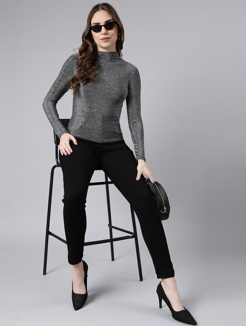 women self designed mock neck top - 20928915 - Standard Image - 4