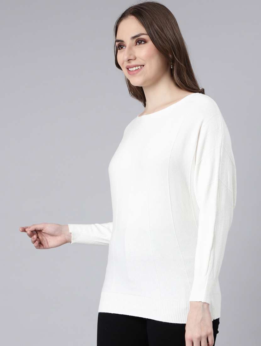 women solid color boat neck top - 20928918 -  Standard Image - 1