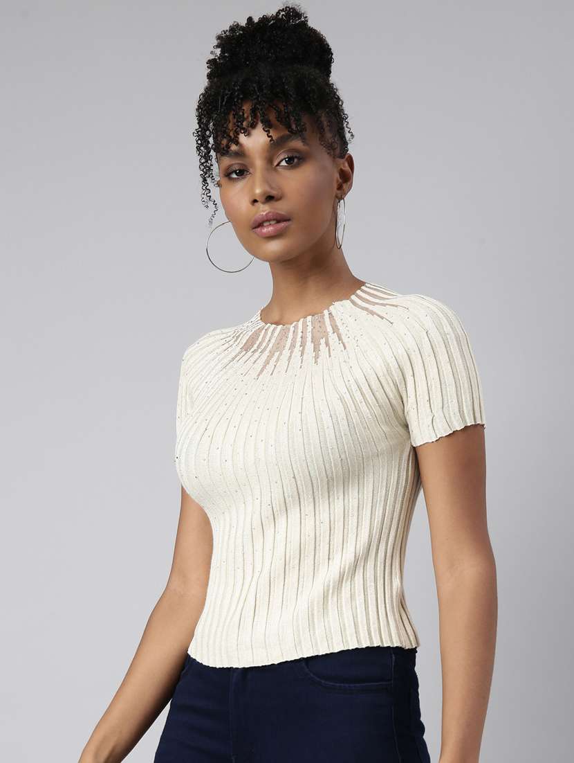 women neck embellished top - 20928920 -  Standard Image - 1