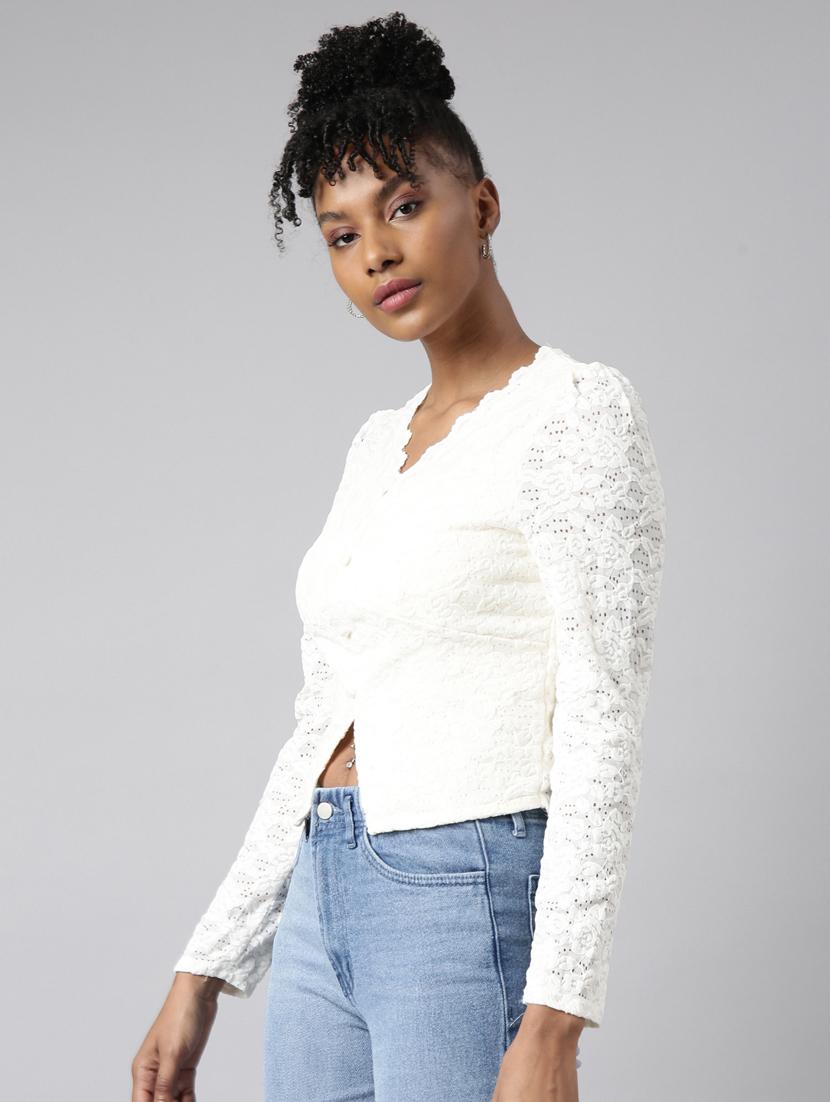 women v-neck self design top - 20928925 - Standard Image - 1