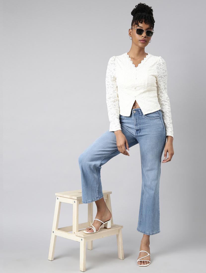 women v-neck self design top - 20928925 - Standard Image - 4