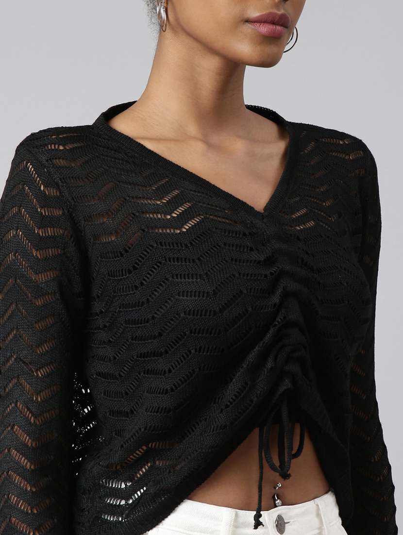 black self design detailed top - 20928926 -  Standard Image - 6