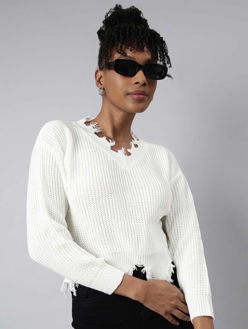 solid white detailed crop top