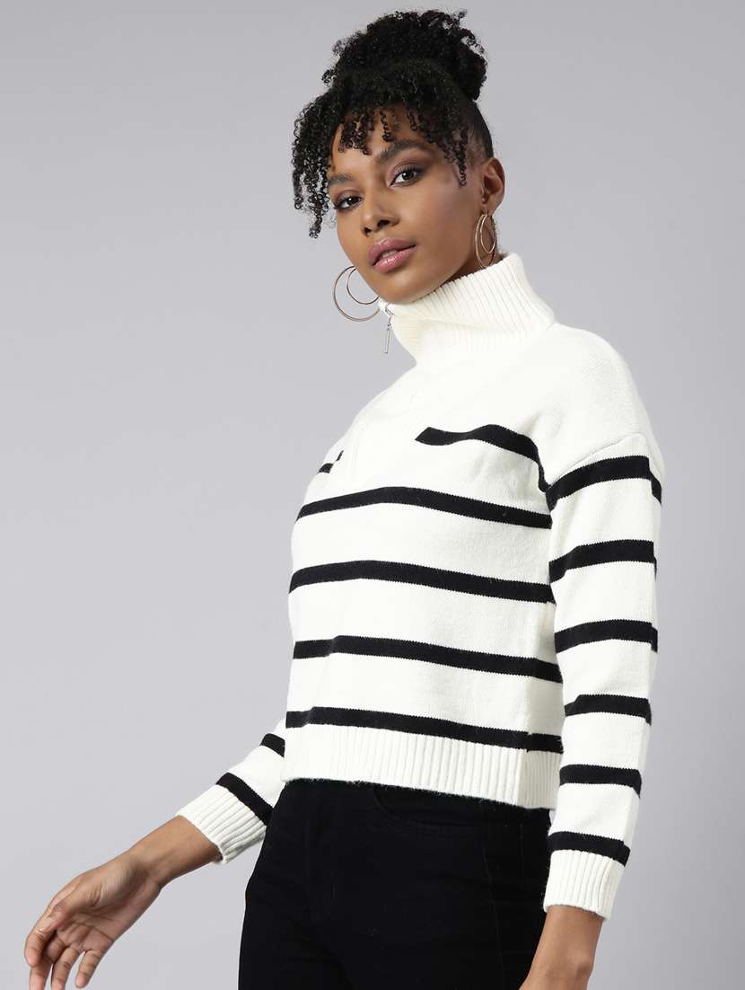 women striped high neck top - 20928936 -  Standard Image - 1