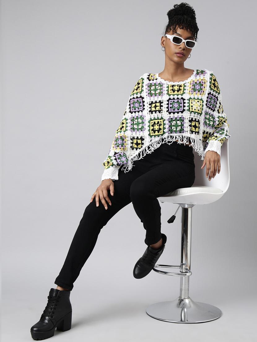 women crochet work crop top - 20928938 - Standard Image - 4