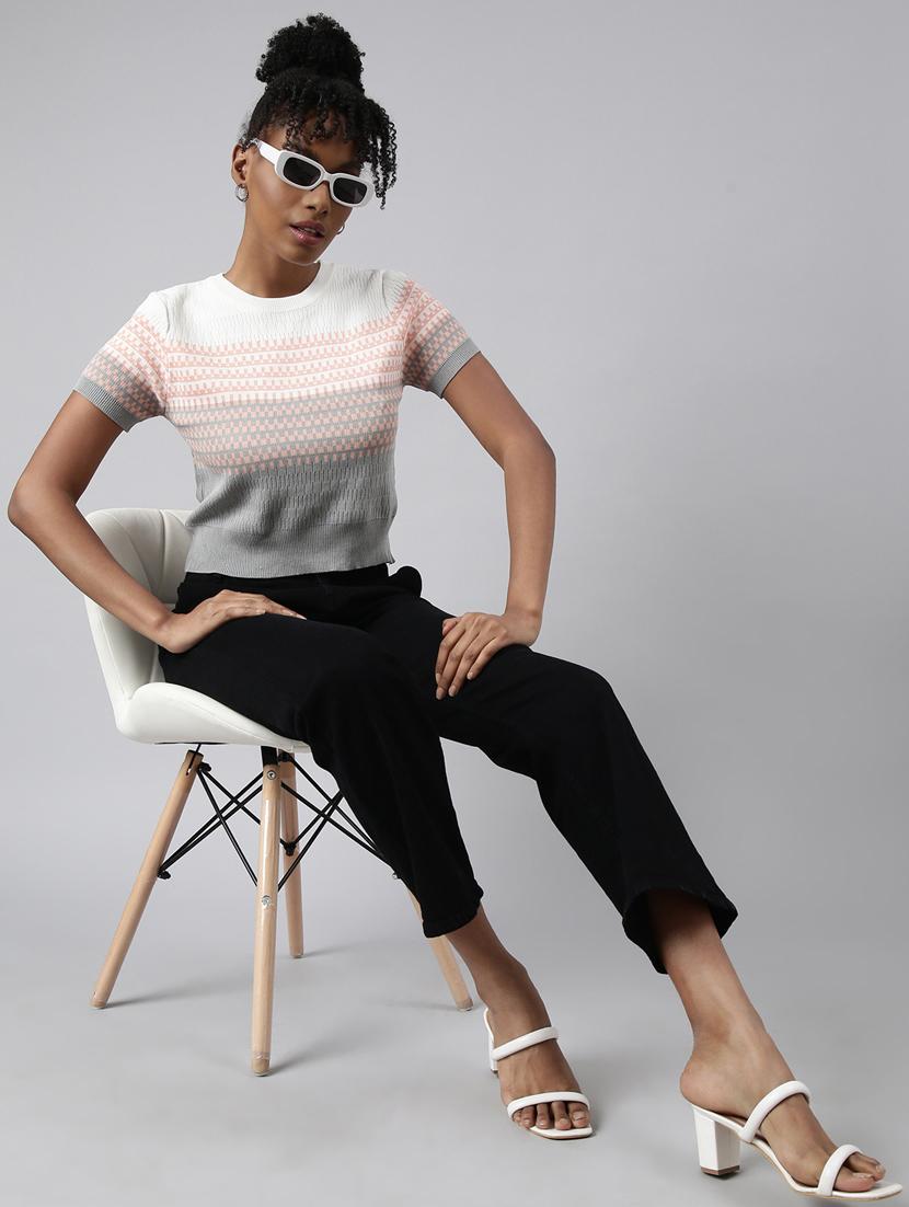 women printed round neck crop top - 20928948 - Standard Image - 4