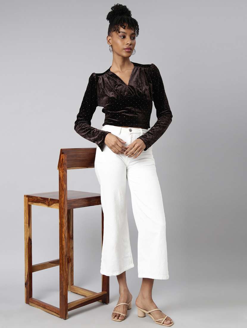 women polka doted puff sleeves top - 20928957 -  Standard Image - 4